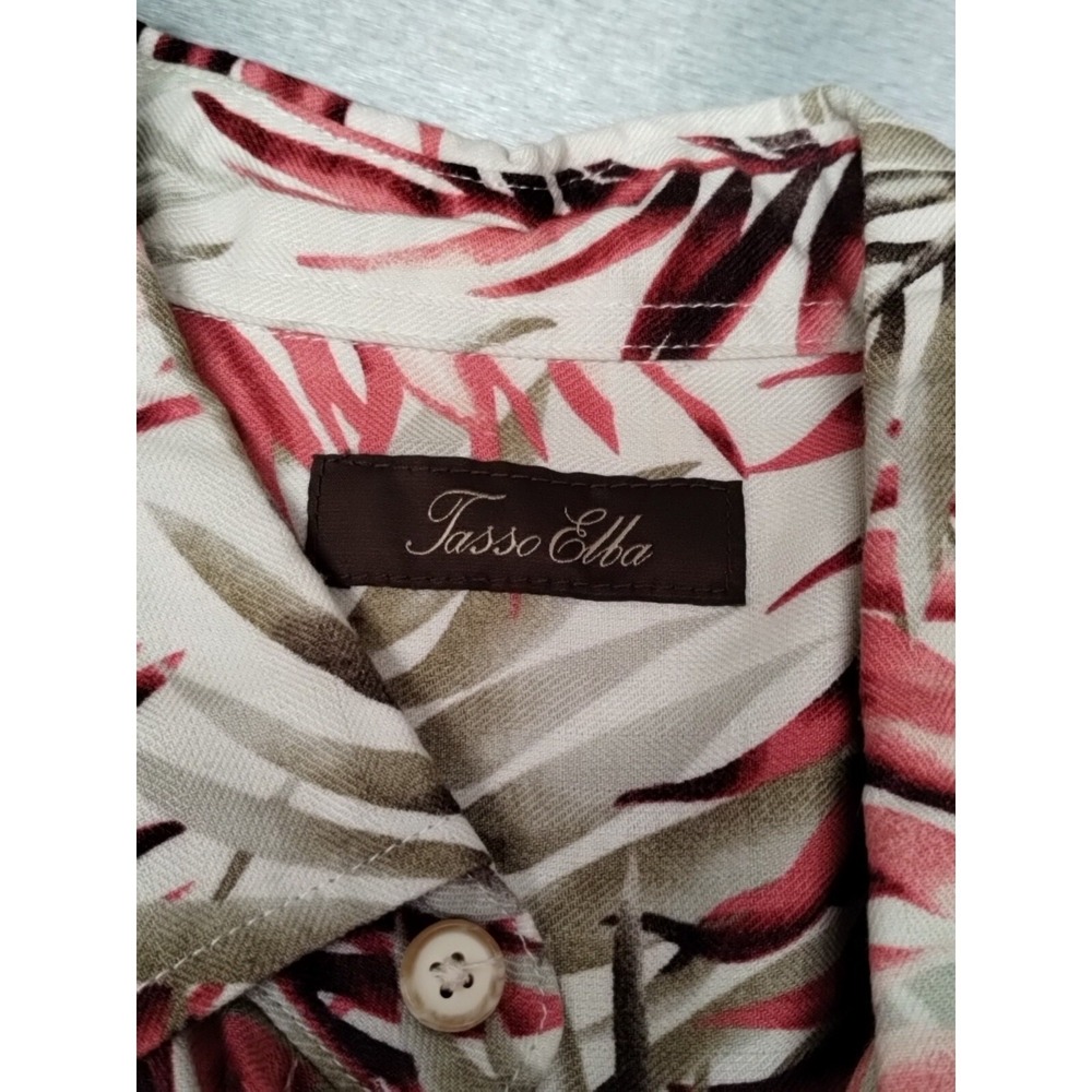 Tasso‎ Elba Mens Shirt XL Short Sleeve Pocket Palm Leaves Fun Casual Summer - Picture 3 of 6